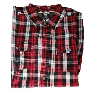 Black Red & White Casual Button Down Shirt XL